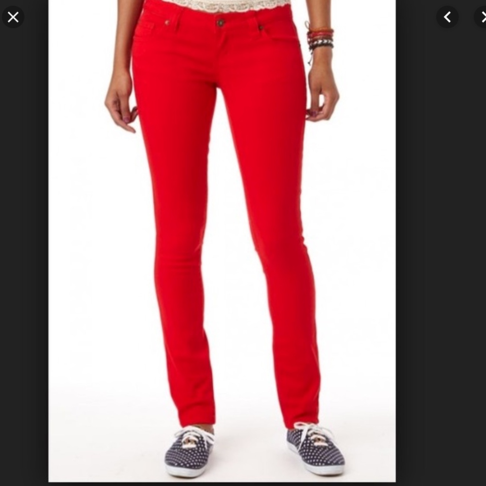 Low-Rise Red Skinny Jeans